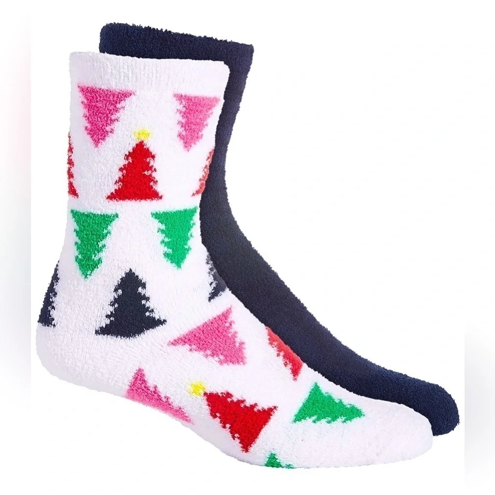 NWT 2 pair Charter Club Christmas Tree Theme‎ Socks Shoe Size 6-10